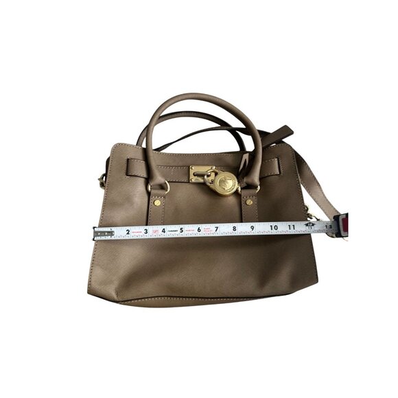 MICHAEL KORS Taupe Saffiano Leather East West Medium Satchel Handbag - Picture 6 of 14